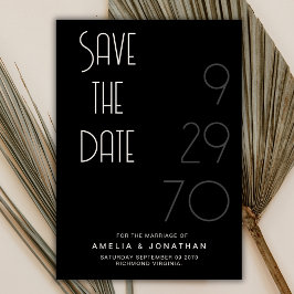Black Matte Simple Minimal Wedding Save The Date