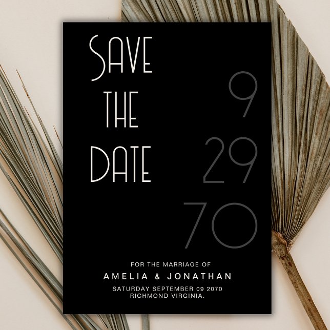 Black Matte Simple Minimal Wedding Save The Date (Von Creator hochgeladen)
