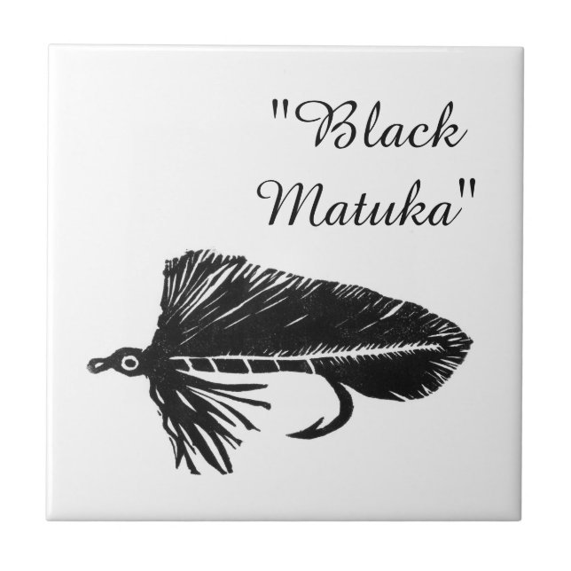 "Black Matuka" Streamer Forellenfliege Fliesen. Fliese (Vorderseite)