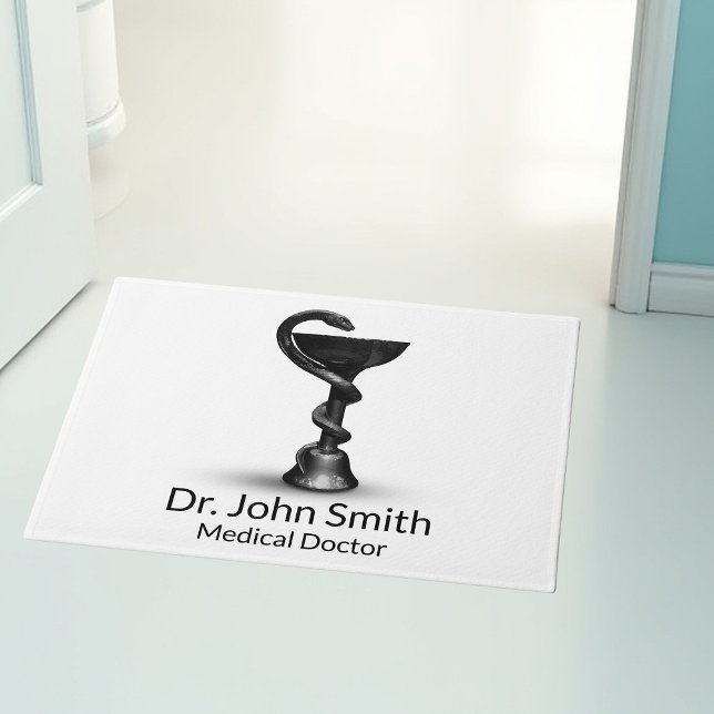 Black Medical Bowl Hygieia Schlange White Caduceus Fußmatte (Von Creator hochgeladen)