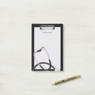 Black Medical Clipboard mit Stethoscope Post-it Klebezettel