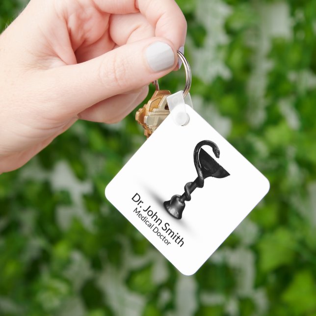 Black Medical Schlange Bowl Hygieia White Caduceus Schlüsselanhänger (Hand)