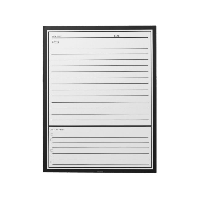 Black Meeting Notes Notizblock (Rotiert)