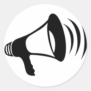Black Megaphon Runder Aufkleber