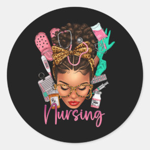 Black Melanin Nurse Black History Monte Afro Hair Runder Aufkleber