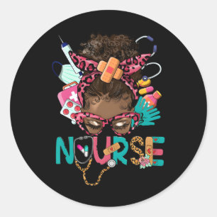 Black Melanin Nurse Black History Monte Afro Hair Runder Aufkleber