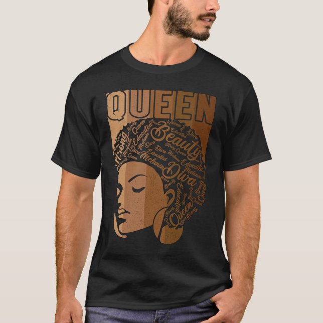 Black Melanin Queen Apparel African American Afro  T-Shirt (Vorderseite)