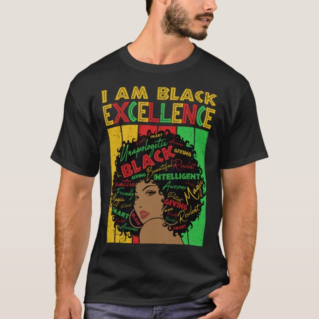 Black Melanin Woman Black Excellence Afro Hair Gir T-Shirt (Vorderseite)