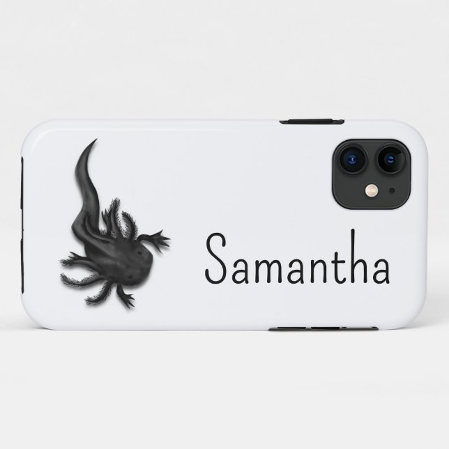 Black Melanoid Axolotl Art Case-Mate iPhone Hülle (Rückseite (Horizontal))
