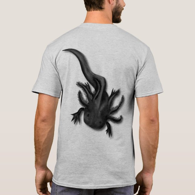 Black Melanoid Axolotl Art T-Shirt (Rückseite)