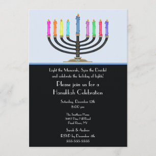 Black Menorah Hanukkah Celebration Einladung