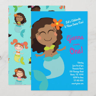 Black Mermaid Birthday Party für Kinder Einladung