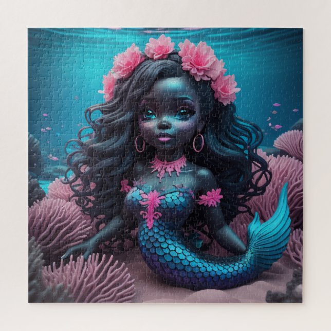 Black Mermaid Pink 2 Puzzle (Vertikal)