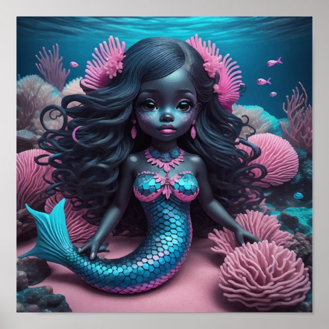 Black Mermaid Pink Poster (Vorne)
