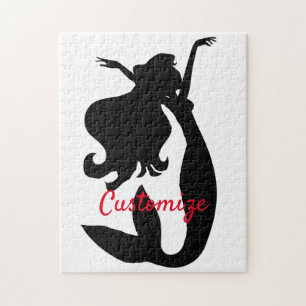 Black Mermaid Silhouette Thunder_Cove Puzzle