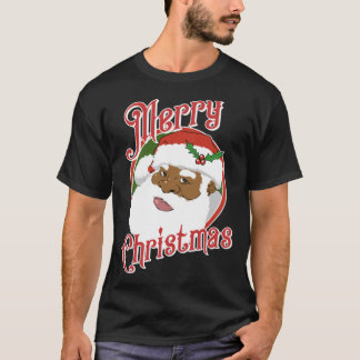 Black Merry Christmas American Santa Claus T-Shirt