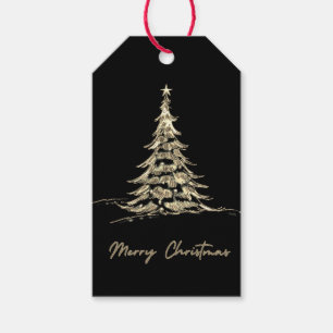 Black Merry Christmas-Geschenk-Tag Weihnachtsbau Geschenkanhänger