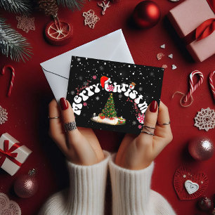 Black Merry Christmas Graffi Holiday Postcard Feiertagspostkarte
