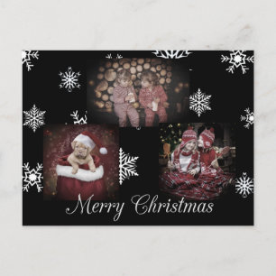 Black Merry Christmas Personalisiertes Foto Postkarte