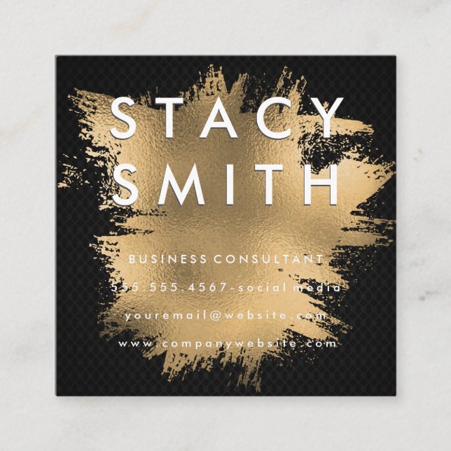 Black Mesh Gold Foil Quadratische Visitenkarte (Vorderseite)