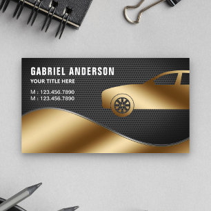 Black Mesh Gold Luxuswagen Mietwagen Chauffeur Visitenkarte