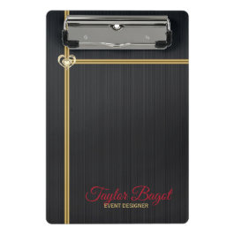 Black Metal Background Gold Streifen Mini Klemmbrett