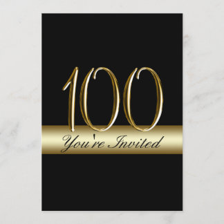 Black Metal Gold Print 100. Geburtstag Einladungen