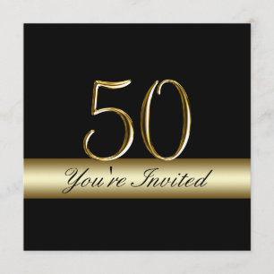 Black Metal Gold Print 50. Geburtstag Einladungen