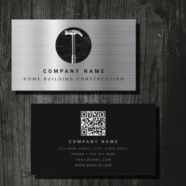 Black Metal Hammer Zuhause Gebäude Construction Visitenkarte (Black Metal Hammer Home Building Construction Business Card)