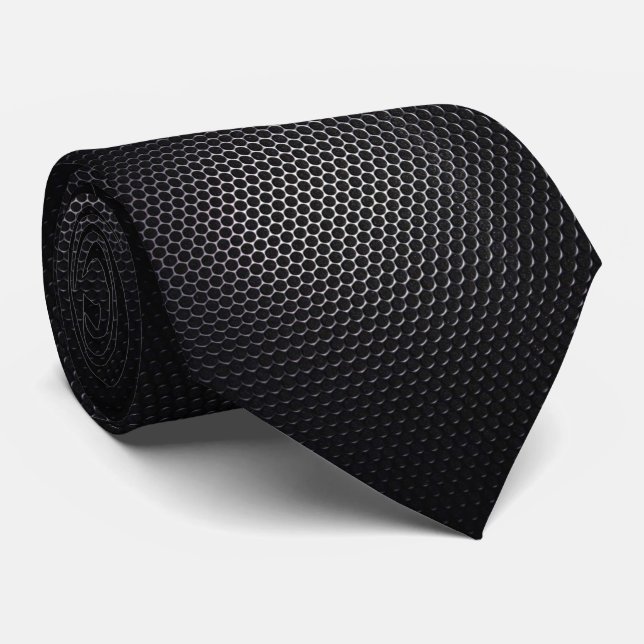 Black Metal Mesh Hyperrealistische Neck Tie Krawatte (Gerollt)