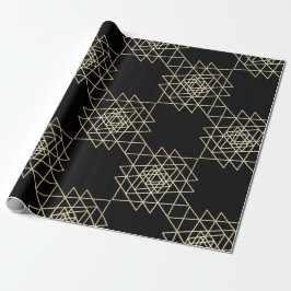 Black Metallic Gold Hexagon Geometry Champaign Geschenkpapier