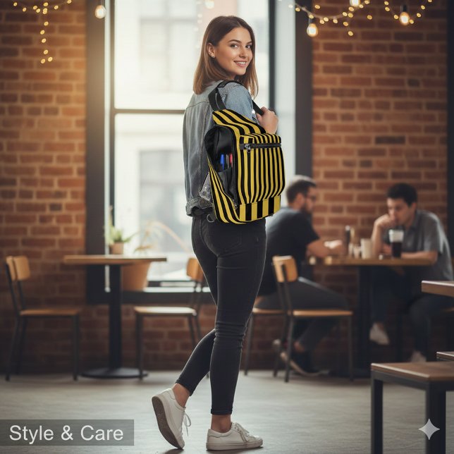 Black Metallic Gold Stripe Pattern Stylish Crossbody Bag (Black Metallic Gold Stripe Pattern Stylish Sling Bag)