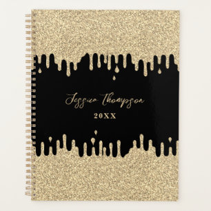 Black & Metallic Gold Tropfen Signature-Script Planer