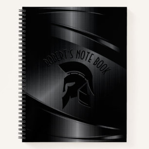 Black Metallic Look Roman Helm Custom Text Notizbuch