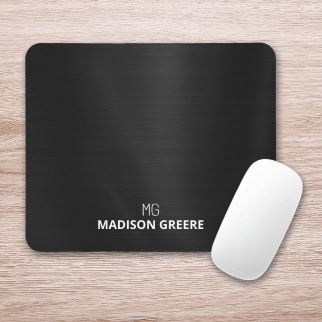 Black Metallic Mit Monogramm Mousepad (Von Creator hochgeladen)