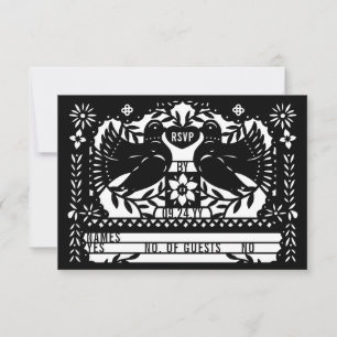Black Mexican Fantail Doves Papado Picado RSVP Karte