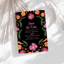 Black Mexican Floral Fiesta Save the Date