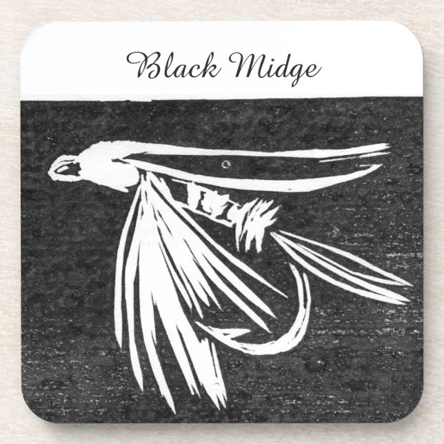 "Black Midge" Trout Nassflieger Untersetzer (Vorderseite)