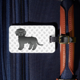 Black Mini Goldendoodle Cartoon Dog Gepäckanhänger