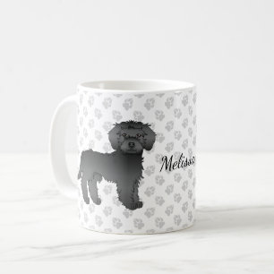 Black Mini Goldendoodle Cartoon Dog & Name Kaffeetasse