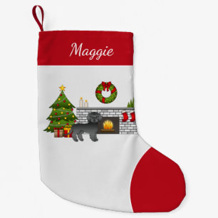 Black Mini Goldendoodle - Festlicher Weihnachtsrau Kleiner Weihnachtsstrumpf