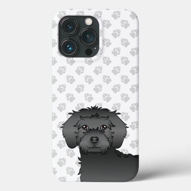 Black Mini Goldendoodle Niedlich Cartoon Dog Case-Mate iPhone Hülle (Rückseite)