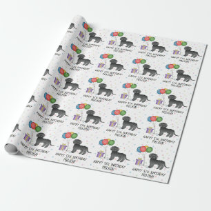 Black Mini Goldendoodle Niedlicher Cartoon Hund Ge Geschenkpapier