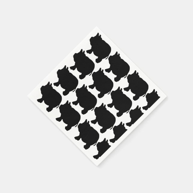 Black Mini Pig Cocktail Papier Napkins Serviette (Ecke)