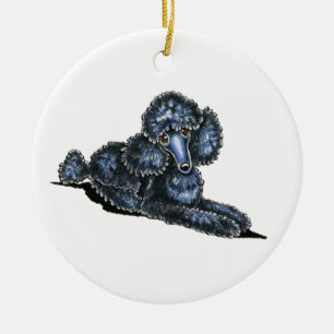 Black Mini Poodle Lay Hübsch Personalisiert Keramik Ornament