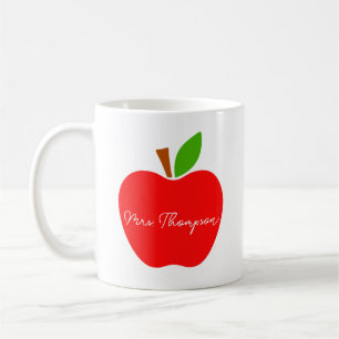 Black Minimal Individuelle Name Lehrer Red Apple G Kaffeetasse