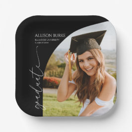Black Minimal Minimalist Photo Arch Graduation Pappteller