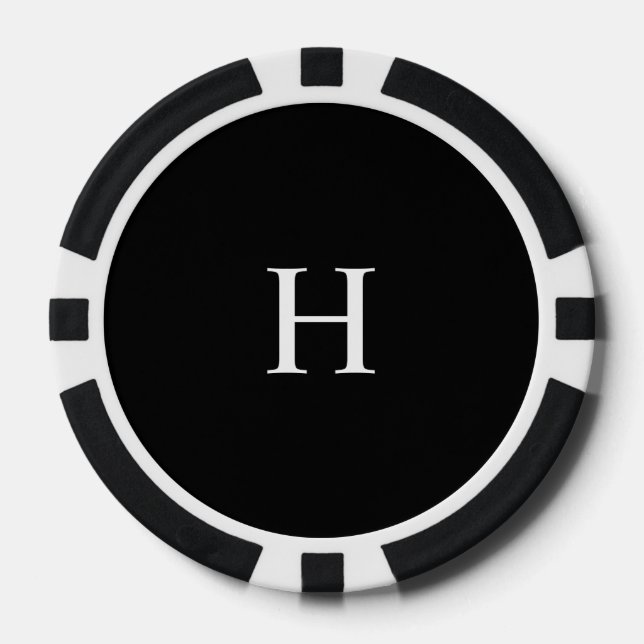Black Minimal Modern Elegant Monogram Pokerchips (Vorderseite)