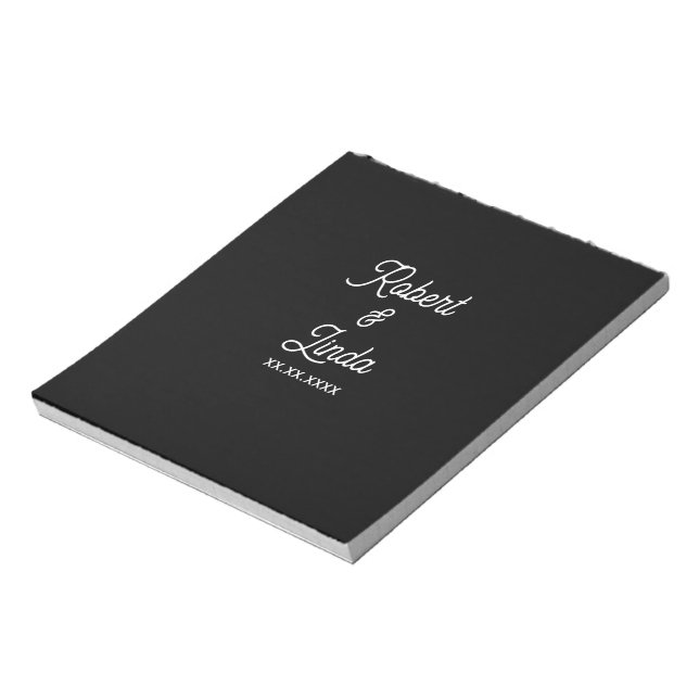 Black Minimal Personalized Custom Notes Notepad Notizblock (Rotiert)