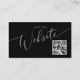 Black Minimal Wedding Website QR Code Begleitkarte